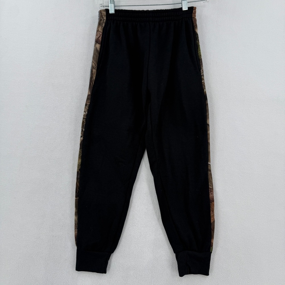 Mossy Oak Jogger Pants Boys 10/12 Black Camo Stripe Fleece Lined Sweatpants